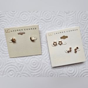 LC Lauren Conrad Post Earrings, 3 pairs, Goldtone, Stars